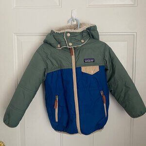 Patagonia 4T Boys Tribble Jacket Reversible Navy Blue/Green Fall/Winter/Spring